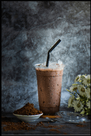 Mocha protein iced coffee over cold brew