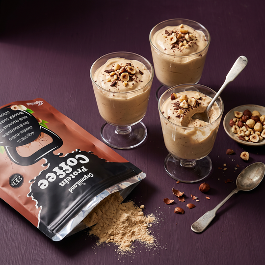 Hazelnut Protein Mousse recipe made with OrganiiLand