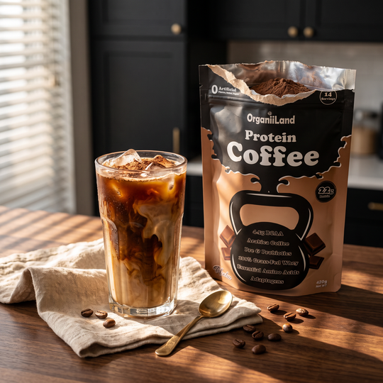 Iced Mocha Protein Coffee recipe made with OrganiiLand