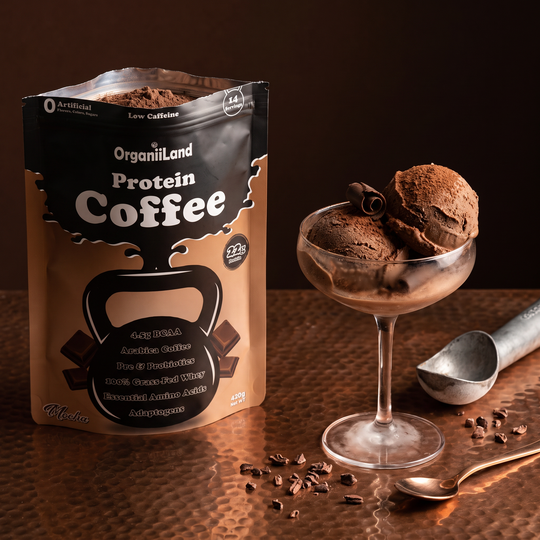 Mocha Protein Ice Cream recipe made with OrganiiLand