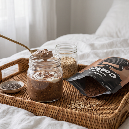 Mocha Protein Overnight Oats recipe made with OrganiiLand