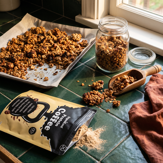 Protein Coffee Granola recipe made with OrganiiLand