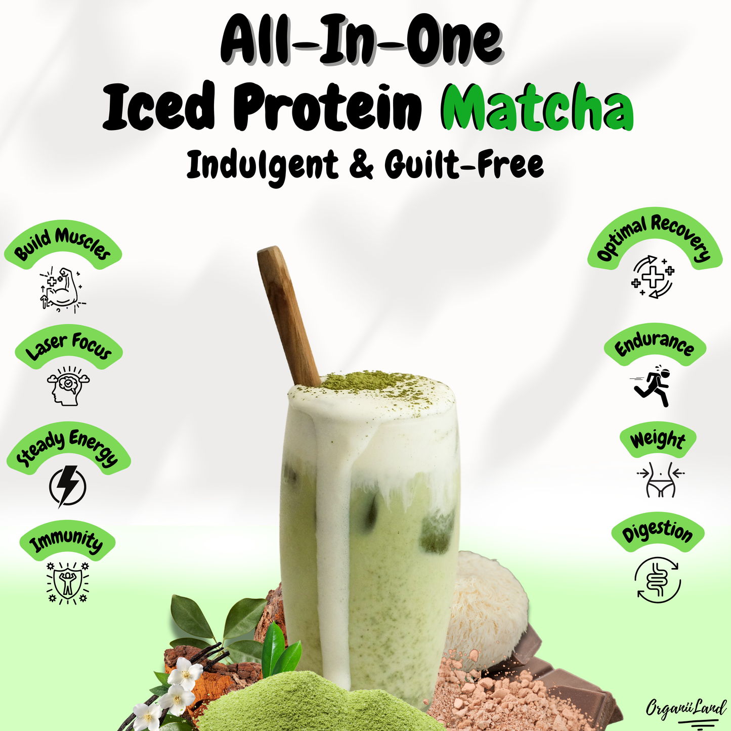 OrganiiLand High Protein Iced Matcha Benefits