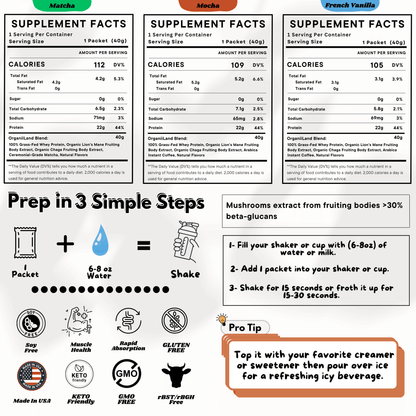 Supplement facts and preparation instructions 